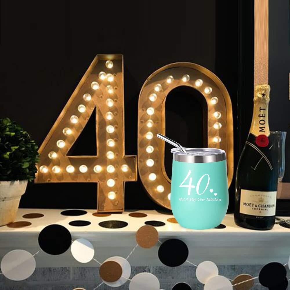 40th Birthday Gifts For Men, 40th Birthday Decorations Present, Funny Present Ideas Him Husband Dad, Mint Wine Tumbler 12 oz Stainless Steel Insulated Shot Tumbler,40 Anniversary (Turquoise Blue) - Walmart.com